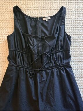 Rebecca Taylor Black Sleeveless Cotton Poplin Wide Leg Jumpsuit